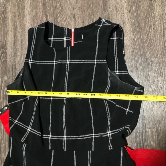 Tommy Hilfiger Plaid Jumpsuit with Red Belt, Wide Leg - Picture 7 of 8